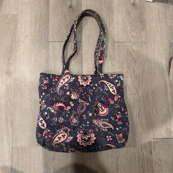 Vera Bradley Cotton Tote Bag Paisley Print Pink and Grey Inside Pockets - Picture 4 of 7